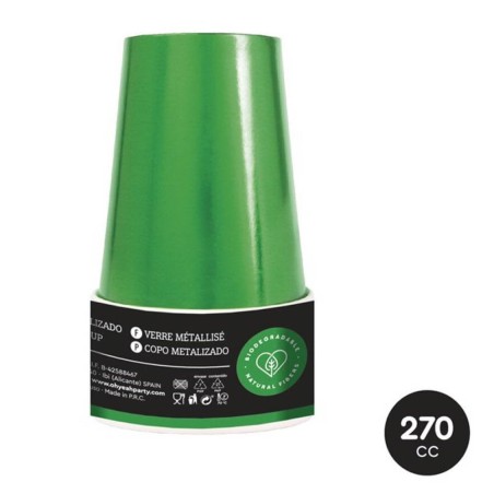 VASOS DE CARTON VERDE 270CC/6UND