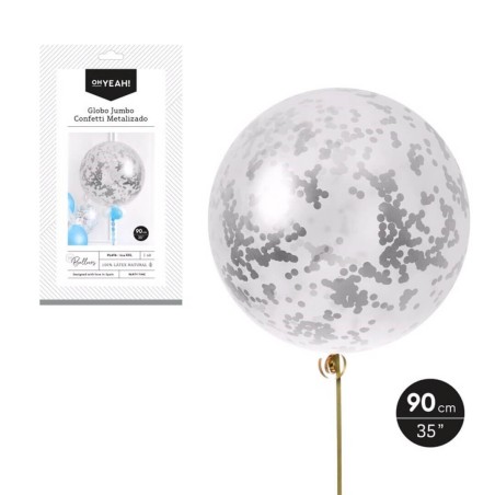 GLOBO PLATA JUMBO CONFETI 