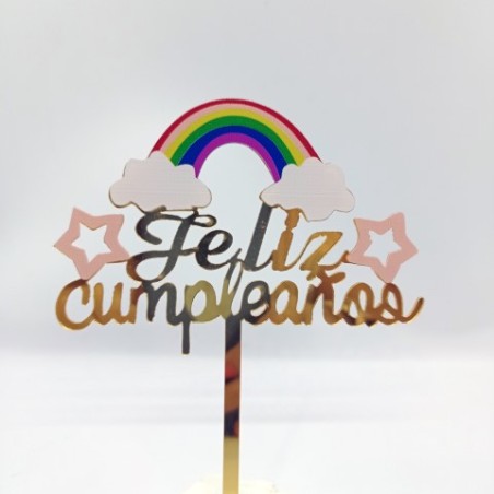 Topper tarta cumpleaños  - Arcoiris