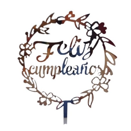 TOPPER ARO PLATA CUMPLEAÑOS
