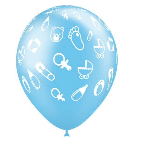 8 GLOBOS BABYSHOWER BLUE 28CM