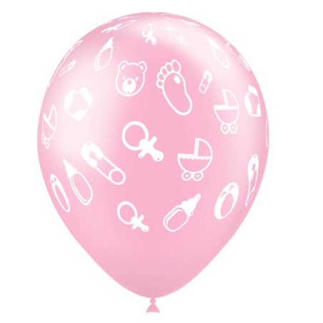 8 GLOBOS BABYSHOWER ROSA 28CM