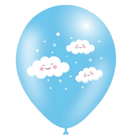 8 GLOBOS NUBES CARITAS 30CM 