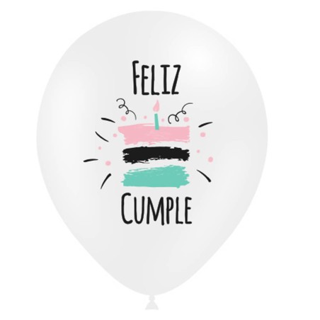 8 GLOBOS FELIZ CUMPLE - TARTA 30CM