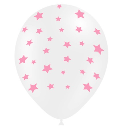 8 GLOBOS ESTRELLAS ROSAS 30CM
