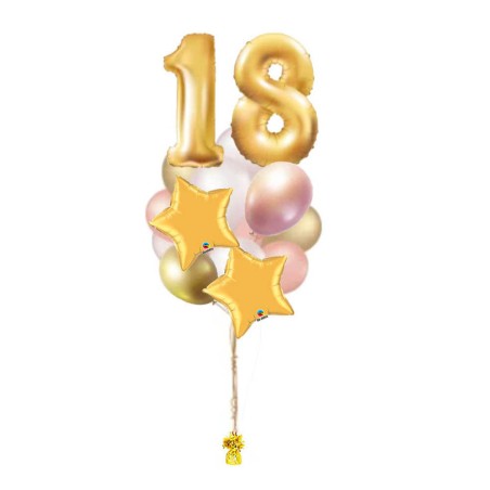 RAMO 2 NUMEROS + 2 ESTRELLAS + 9 GLOBOS LATEX