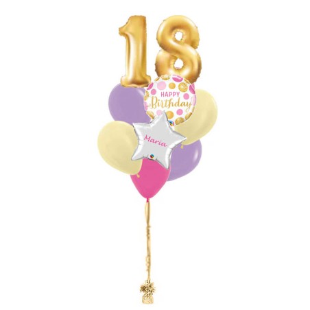 RAMO 2 NUMEROS + FOIL CUMPLEAÑOS +5 LATEX