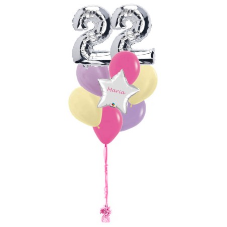 RAMO 2 NUMEROS + 1 ESTRELLA +6 GLOBOS LATEX