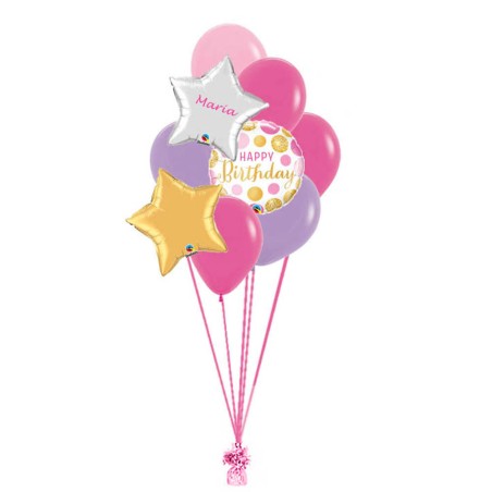 RAMO HAPPY BIRTHDAY + 2 ESTRELLAS +6 GLOBOS LATEX