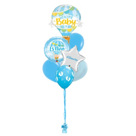 RAMO GLOBO AZUL +ES UN NIÑO+5 LATEX