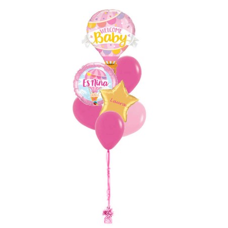 RAMO GLOBO NIÑA + ESTRLLA + ES UNA NIÑA + 4 LATEX