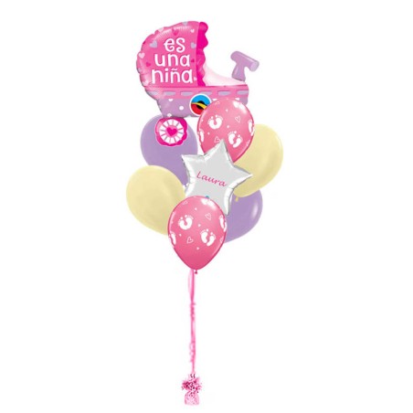 RAMO CARRITO ROSA + ESTRELLA +6 LATEX