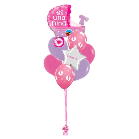 RAMO CARRITO ROSA + ESTRELLA + 6 LATEX 