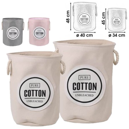 CESTO ROPA - ALGODON 40X48CM 3 COLORES