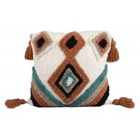 Cojín etnico pompones