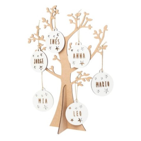 KIT ARBOL + BOLAS BLANCAS LETRAS