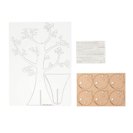 KIT ARBOL +6 BOLAS MADERA LETRAS