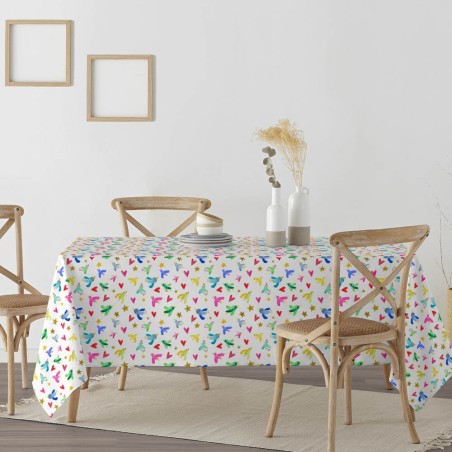 MANTEL RESINADO 140X140CM PAJARITO CORAZON