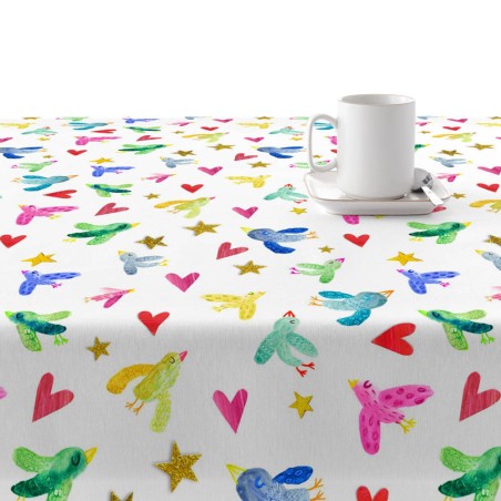 MANTEL RESINADO 140X140CM PAJARITO CORAZON