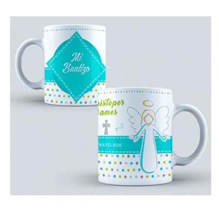 Taza personalizada bautizo - Angelito