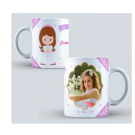 Taza comunión personalizada foto - Niña