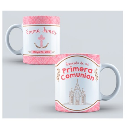 Taza comunión personalizada - Iglesia rosa