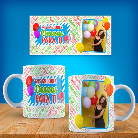 Taza cumpleaños personalizada foto - Mis mejores deseos
