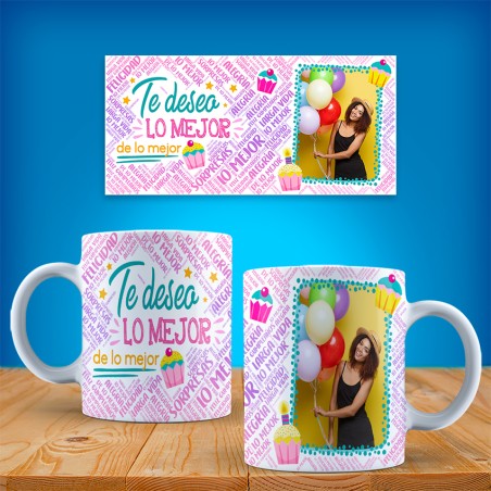 Taza cumpleaños personalizada foto - Te deseo lo mejor