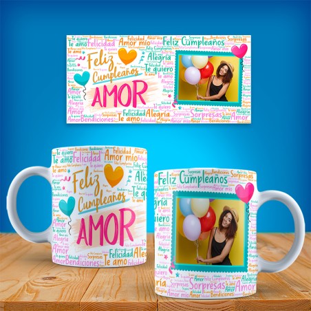 Taza cumpleaños personalizada foto- Feliz cumpleaños amor
