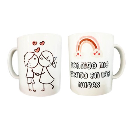 Taza San Valentin - Contigo me siento en las nubes