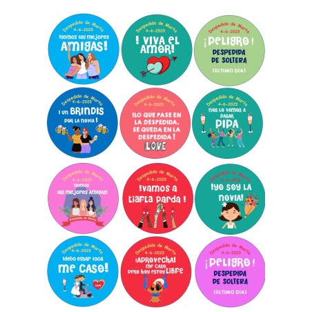 12 CHAPAS DESPEDIDA SOLTERA