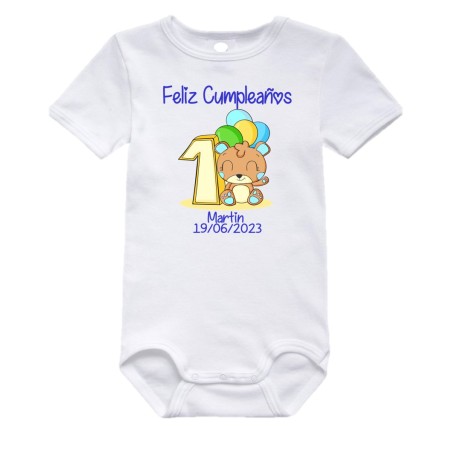 Body bebé personalizado - Feliz cumple nº1 oso