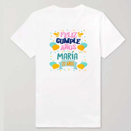 Camiseta personalizada - Feliz cumple globos