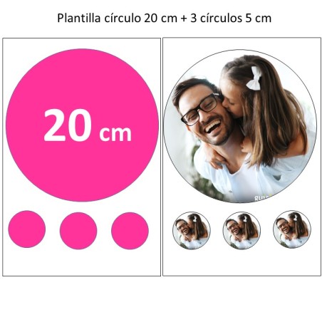 IMPRESIÓN EN PAPEL DE AZÚCAR - 20CM Y 3 CIRCULOS 5 CM