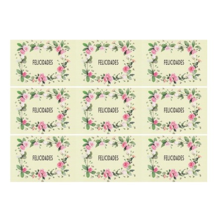 IMPRESION PAPEL DE AZUCAR CORONA FELICIDADES X9 6X8.5CM