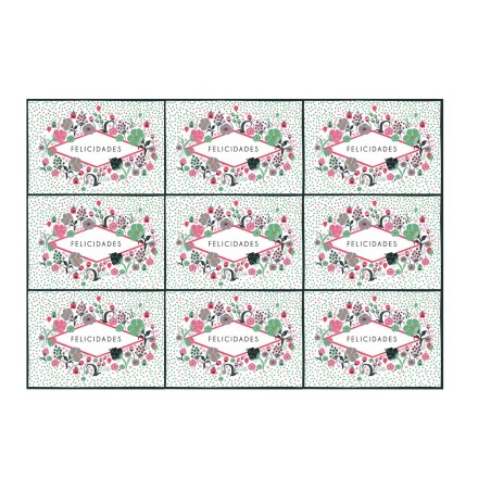 IMPRESION PAPEL DE AZUCAR FELICIDADES X9 6X8.3CM