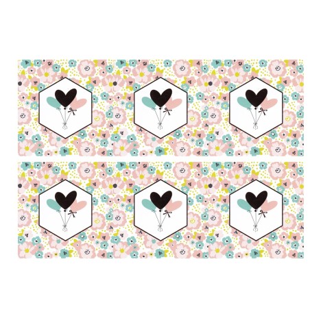 IMPRESION PAPEL DE AZUCAR GLOBOS CORAZÓN X6 9X8.9CM