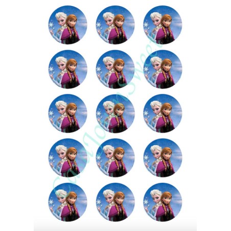 IMPRESIÓN PAPEL DE AZUCAR FROZEN 3 CIRCULOS 5 CM