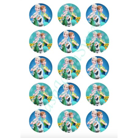 IMPRESIÓN PAPEL DE AZUCAR FROZEN FEVER 2 CIRCULOS 5CM