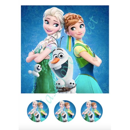 IMPRESIÓN PAPEL DE AZUCAR FROZEN FEVER 4 5CM REDONDA + 20CM CUADRADA