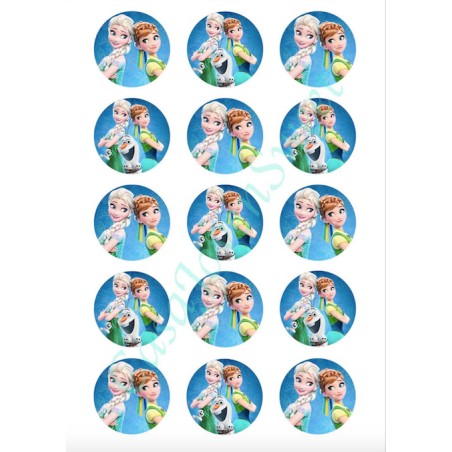 IMPRESIÓN PAPEL DE AZUCAR FROZEN FEVER 6 CIRCULOS 5CM