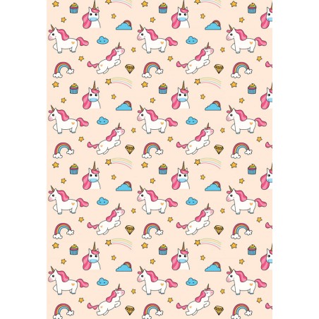 IMPRESIÓN EN PAPEL DE AZUCAR  - A4 UNICORNIOS CUPCAKES