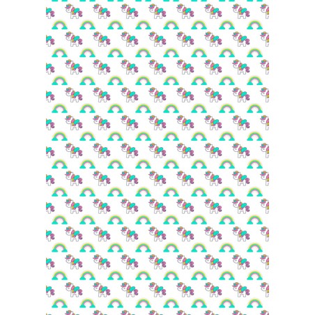 IMPRESION PAPEL DE AZUCAR A4 UNICORNIOS ARCO IRIS