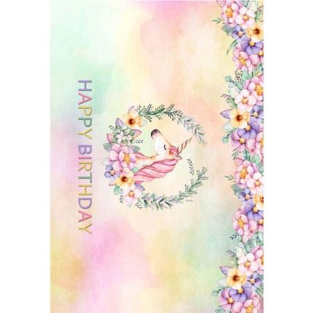 IMPRESION PAPEL DE AZUCAR A4 UNICORNIO HAPPY BIRTHDAY