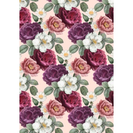 IMPRESION PAPEL DE AZUCAR A4 FLORES GRANDES BURDEOS