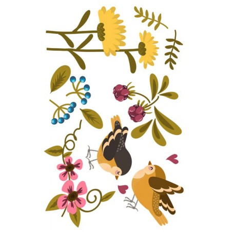 IMPRESION PAPEL DE AZUCAR A4 FLORES Y PAJARO