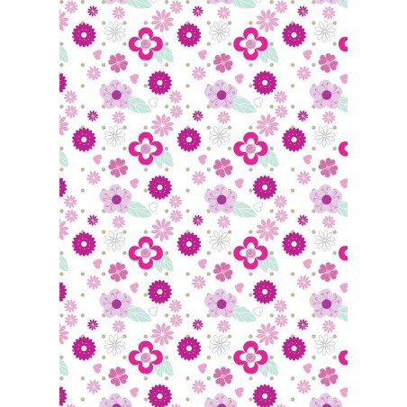 IMPRESION PAPEL DE AZUCAR A4 FLORES FUCSIA