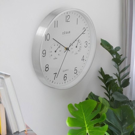 RELOJ 30CM ALUMINIO CON TERMÓMETRO