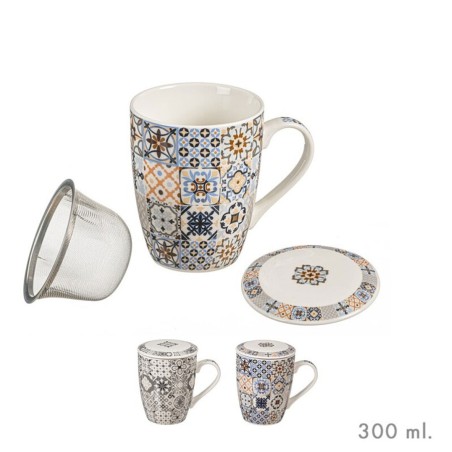 TAZA INFUSION AZULEJOS CON FILTRO 