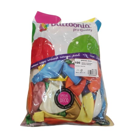 100 GLOBOS 30CM -R12 METALIZADOS SURTIDO BALLONIA